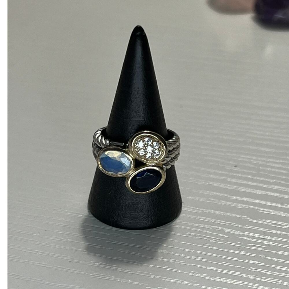 Women's 925 Sterling Silver Ring Rope Style 3-Row Ring Size 8 NWT